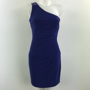 Frank Lyman Blue One Shoulder Dress Size 2